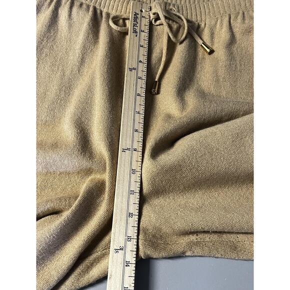 St John Pants Womens 12 Tan 100% Cashmere Knit Wide Leg Drawstring Lounge - Picture 8 of 11
